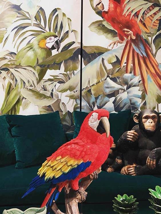 Parrot of Brazil Life Size Figurine, Large Macaw, Red Parrot Ornament