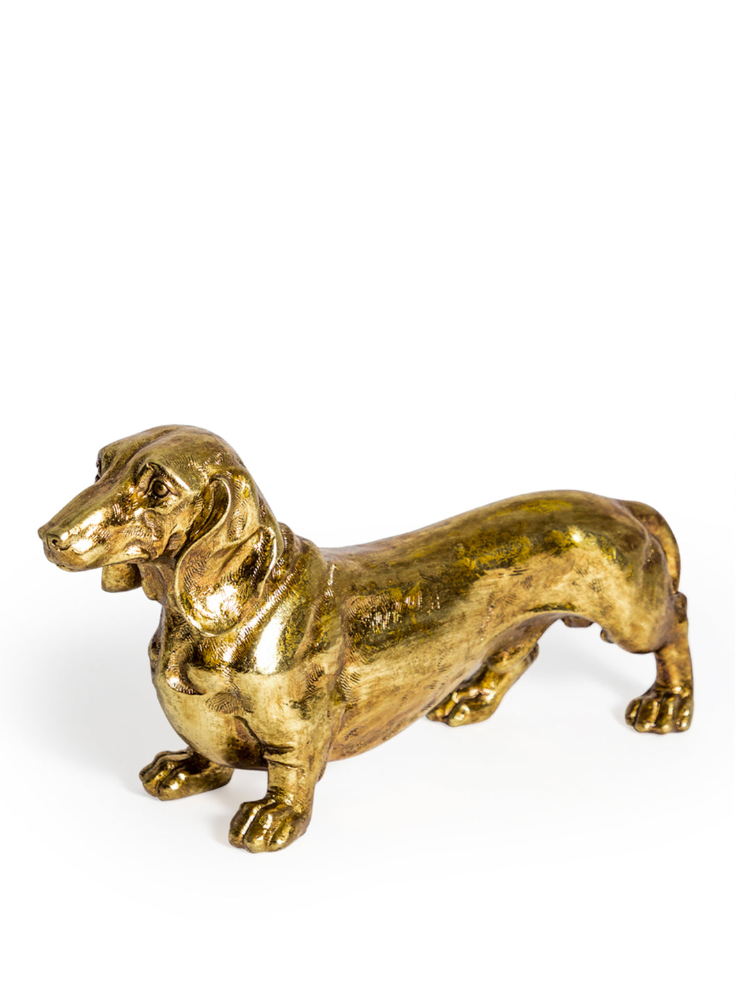 Antique gold dachshund, Sausage dog figure 