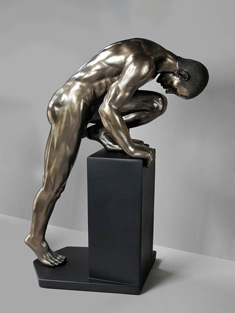 Cold cast bronze solid figurine, Larger version of our popular nude male figurine