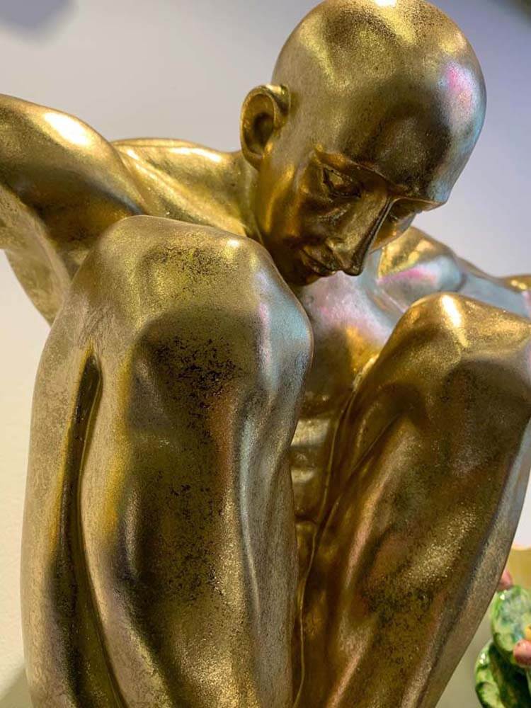 Diving Athlete Sculpture Gold, Large Modern Statue Resin Decorative Figurine 