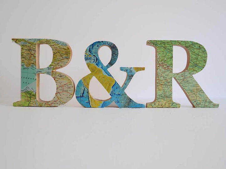 Custom location map letters, Map-themed nursery décor