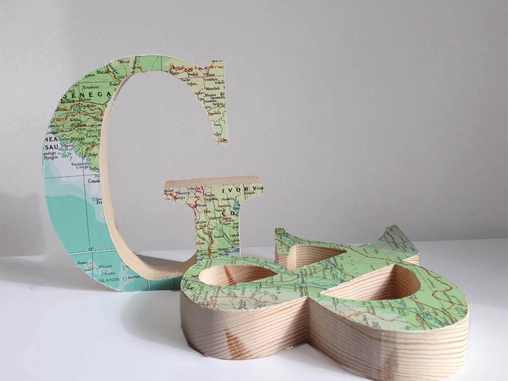 Custom map letters, Map monogram letters