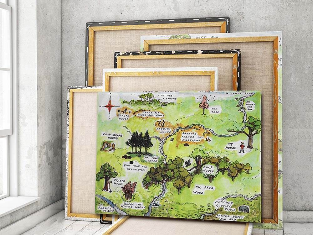Map of Hundred Acre Wood, Winnie the Pooh Map Wall Art Canvas
