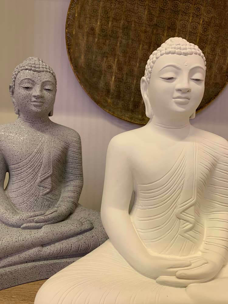Seated Buddha Statue Grey Stone Effect, 40cm