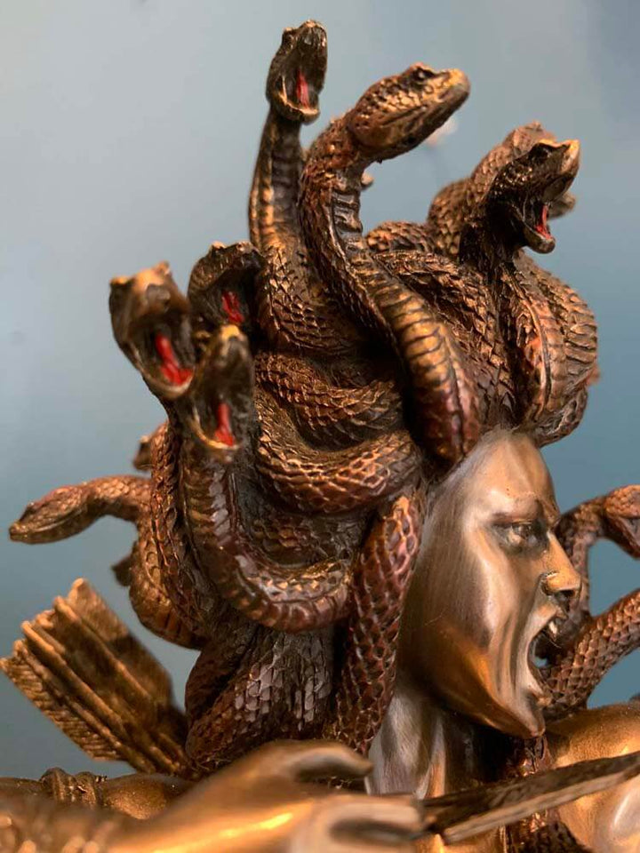 Medusa figurine, winged female creature, snakes for hair, Gorgons, monster figure