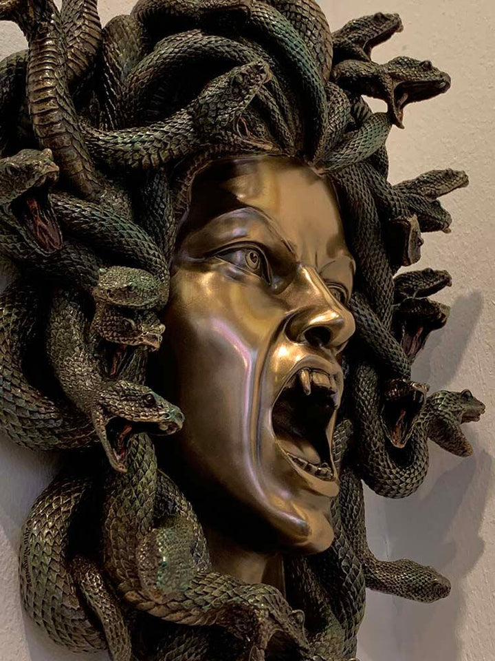 Bronze sculpture of Medusa with snakes hair