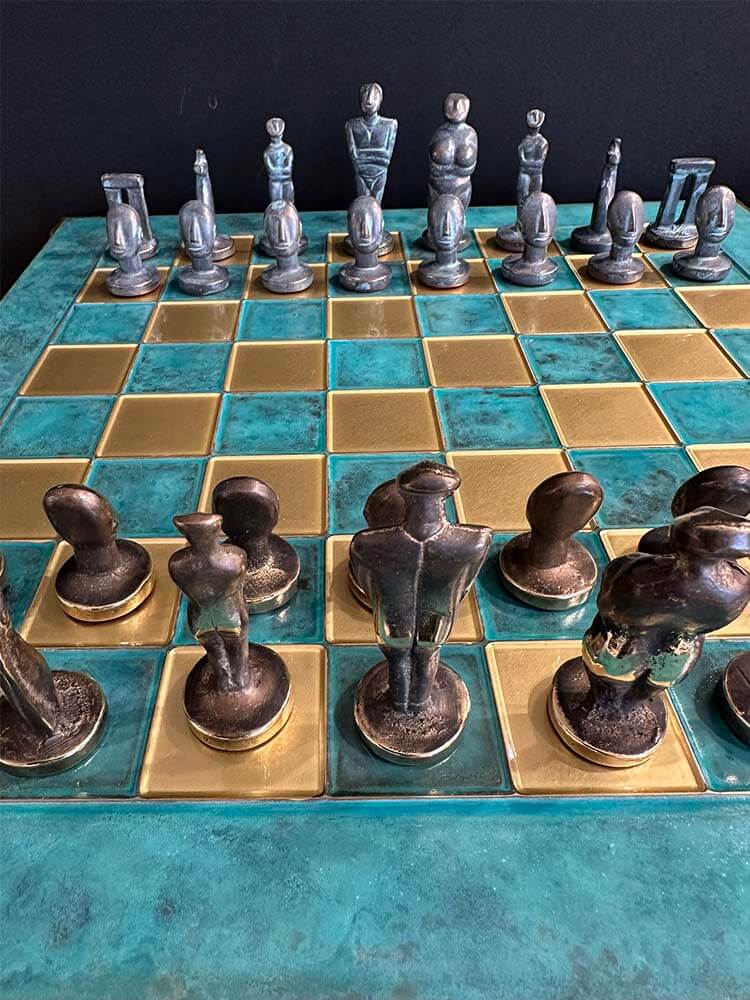 Cycladic Art Bronze Chess Set