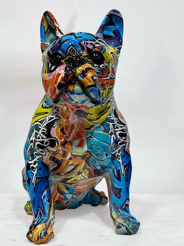 Graphic animal sculpture, Splash art bulldog