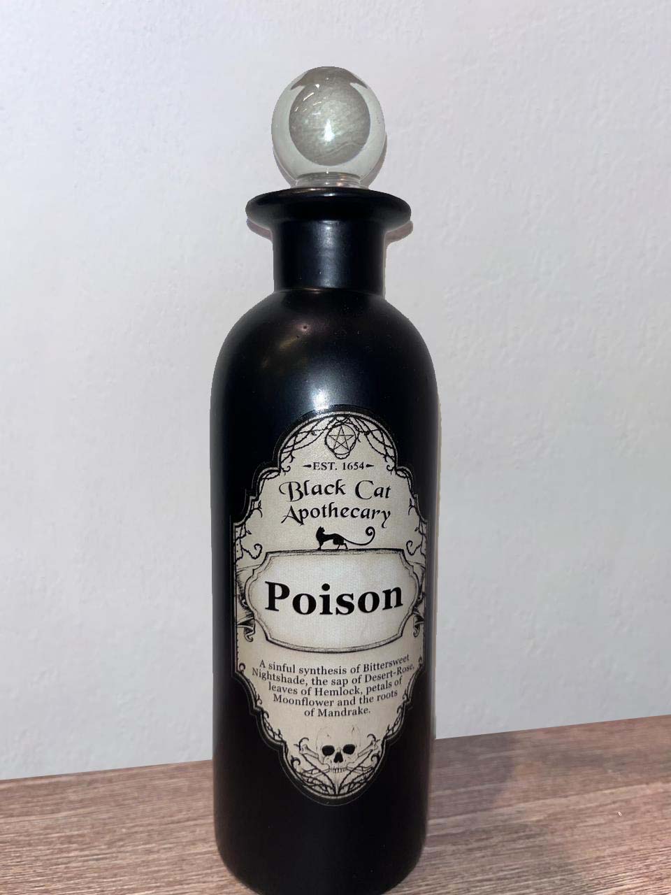 Poison bottle, Gothic style decanter, Black bottle small, decorative bottle POISON