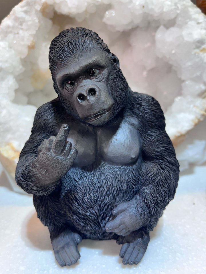 Black Gorilla Showing Middle Finger, What's Up Gorilla Black, Up Yours Gorilla, Gone Wild Gorilla Figurine,