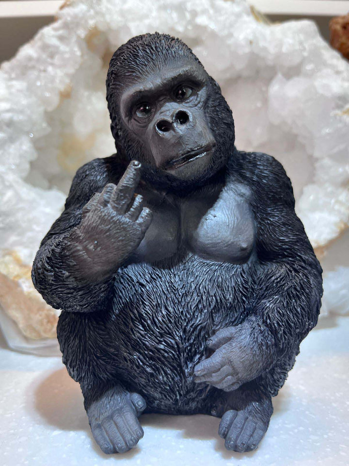 Black Gorilla Showing Middle Finger, What's Up Gorilla Black, Up Yours Gorilla, Gone Wild Gorilla Figurine,