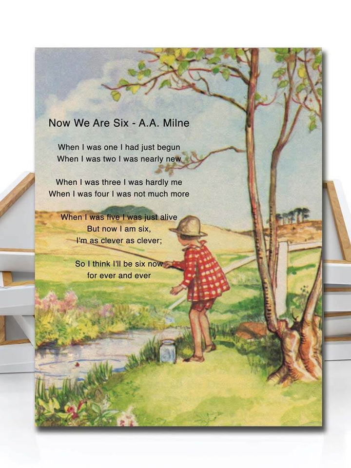 A A Milne poem on wall art canvas, age 6 birthday