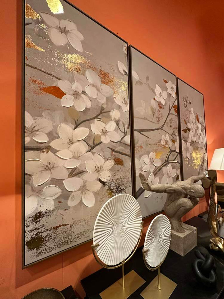 Bring the beauty of Japan into your home with this hand-painted Sakura in Osaka canvas wall art set of 3. Featuring delicate cherry blossoms in full bloom, these vibrant pieces capture the serene charm of Osaka’s landscapes.