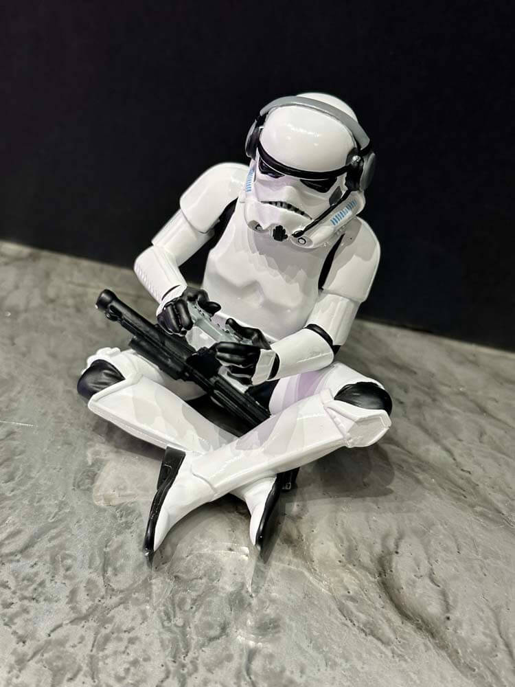 Stormtrooper sat cross legged playing a video game, The Dutch Hospital
