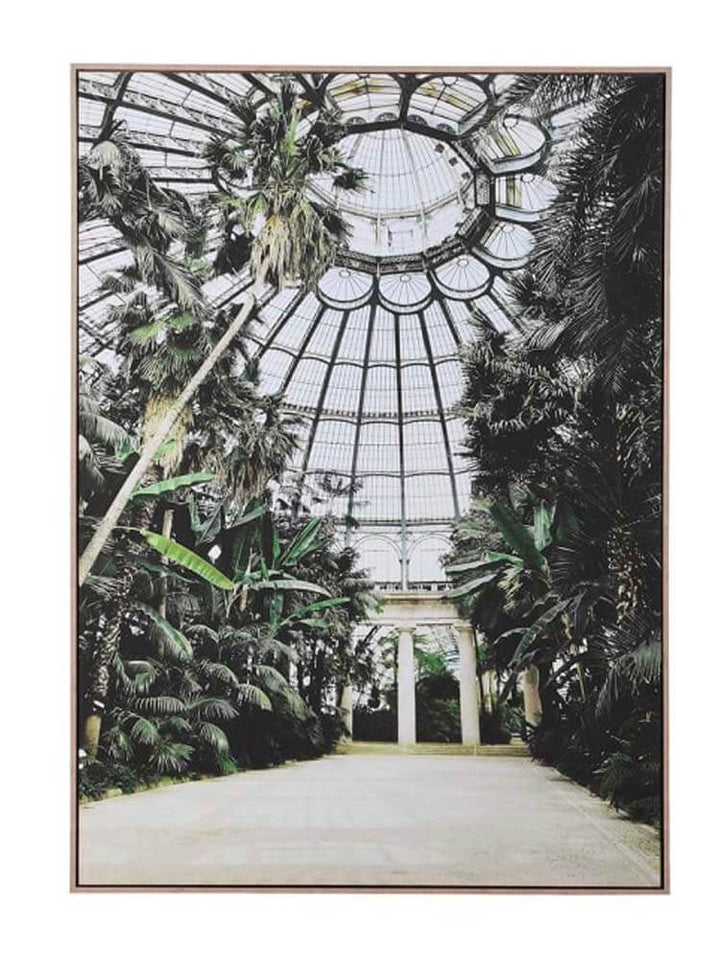 Tropical garden palm tree wall art, outdoor garden picture in a framed canvas