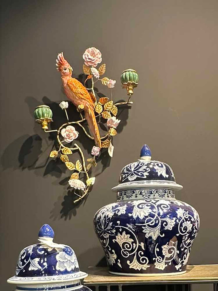 Parrot Candle Holder Wall Decor, Orange parrot 