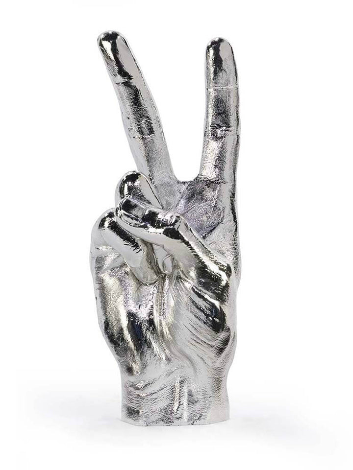 Silver Peace Hand  Gesture Sculpture