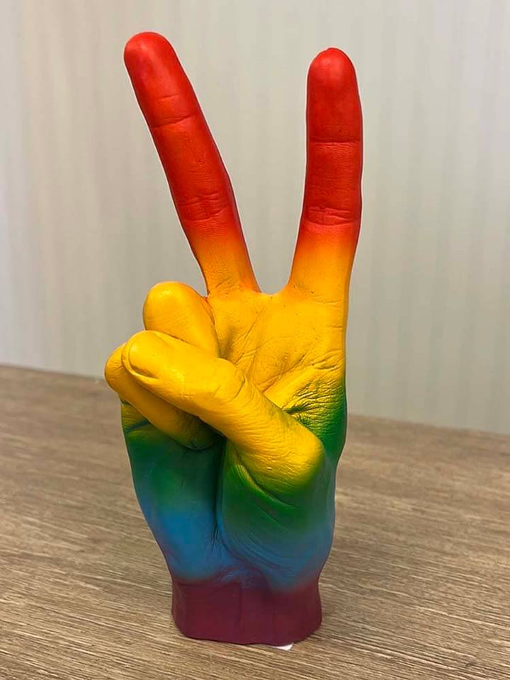 Peace Hand Gesture Sign, Rainbow Colours, 20cm