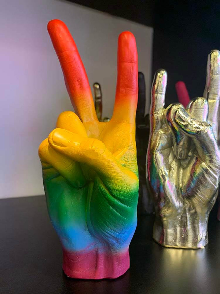 Peace, Pride month gift ideas, rainbow colour hand gesture signs