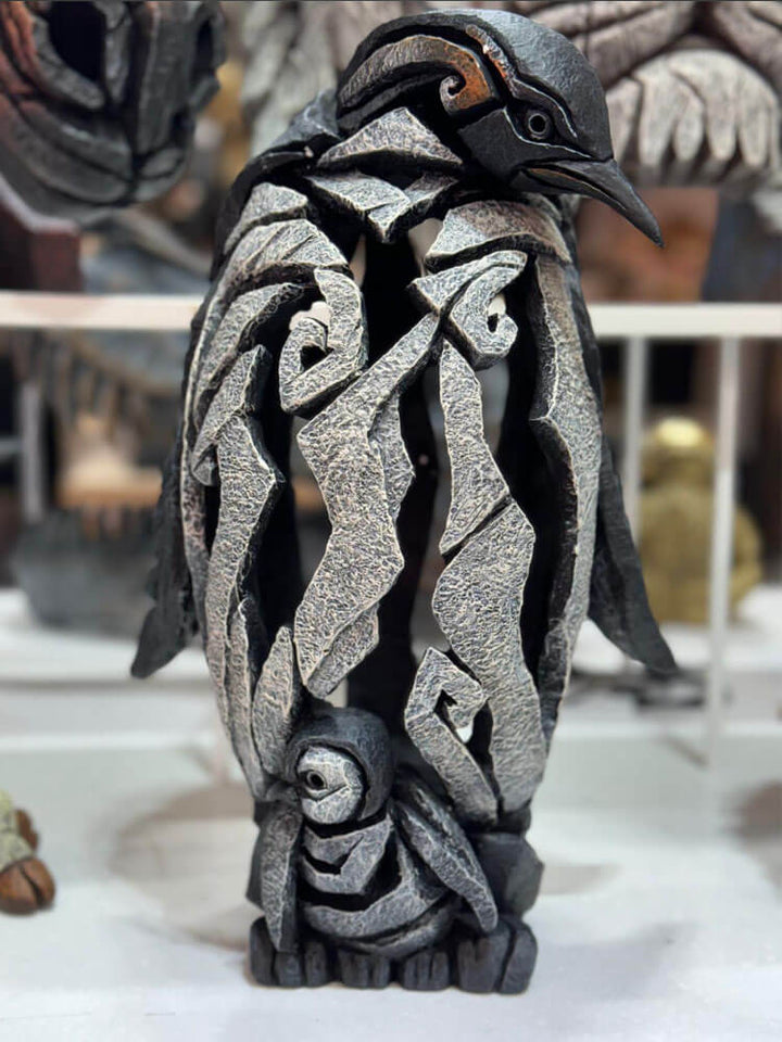 Penguin Figure, Penguin with Chick by Edge Sculpture