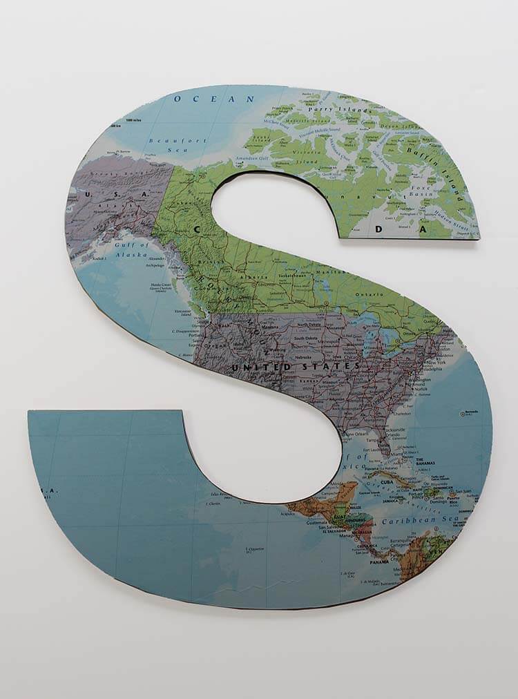 Personalised Map Location Wooden Letter, Large Custom Map Wall Sign ...