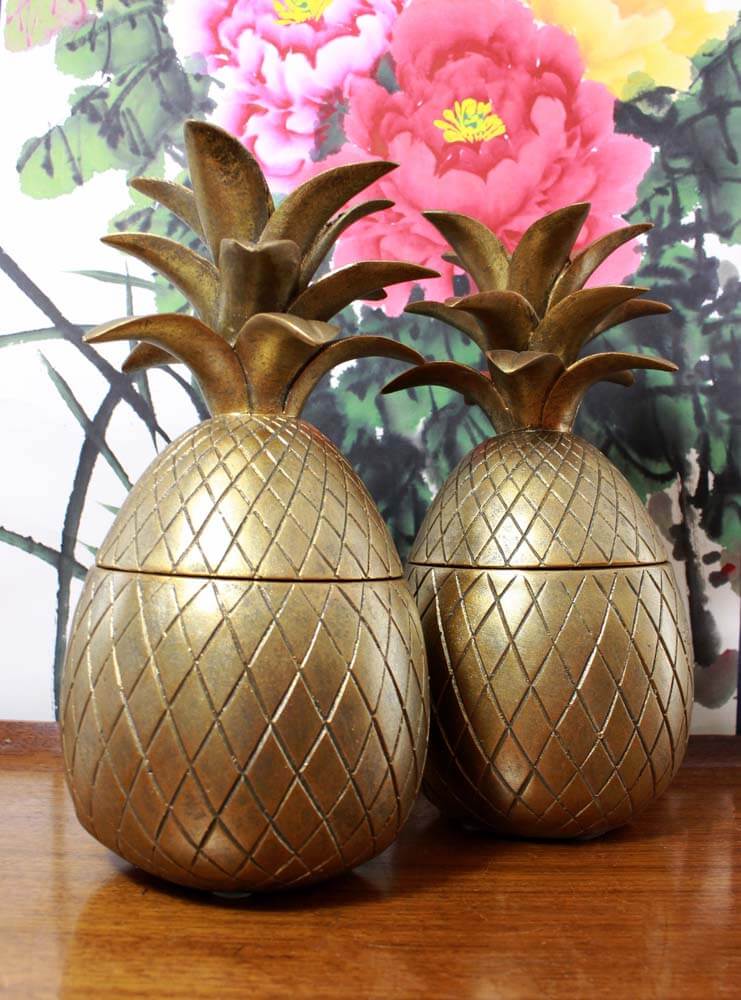 Vintage pineapple trinket pot in gold from our Hollywood Regency collection  