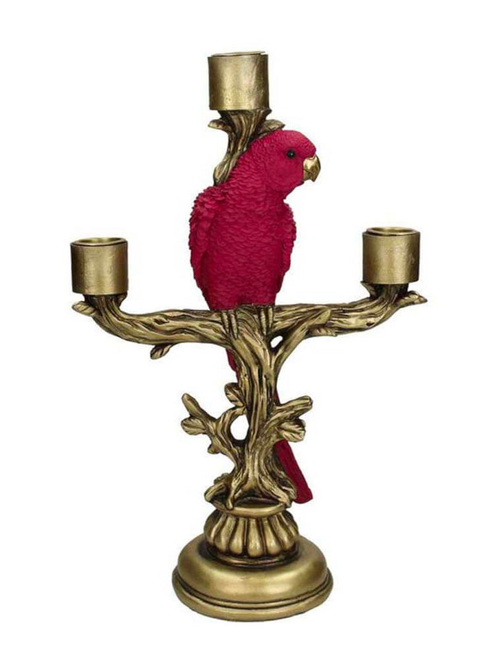 Decorative Tropical Bird Candlestick magenta pink 