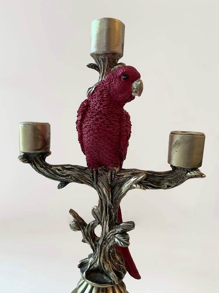 Rosy Parrot Candlestick ornate parrot candlestick 