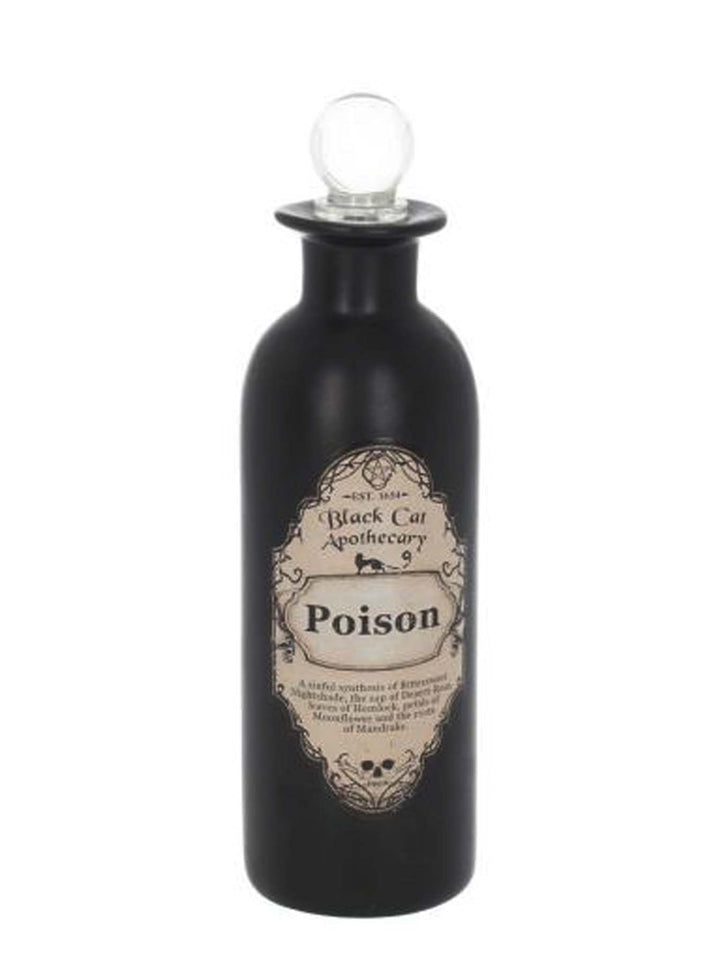 Poison bottle, gothic style decanter, small black decorative bottle labelled POISON, dark gothic home decor accent, witchy apothecary style piece