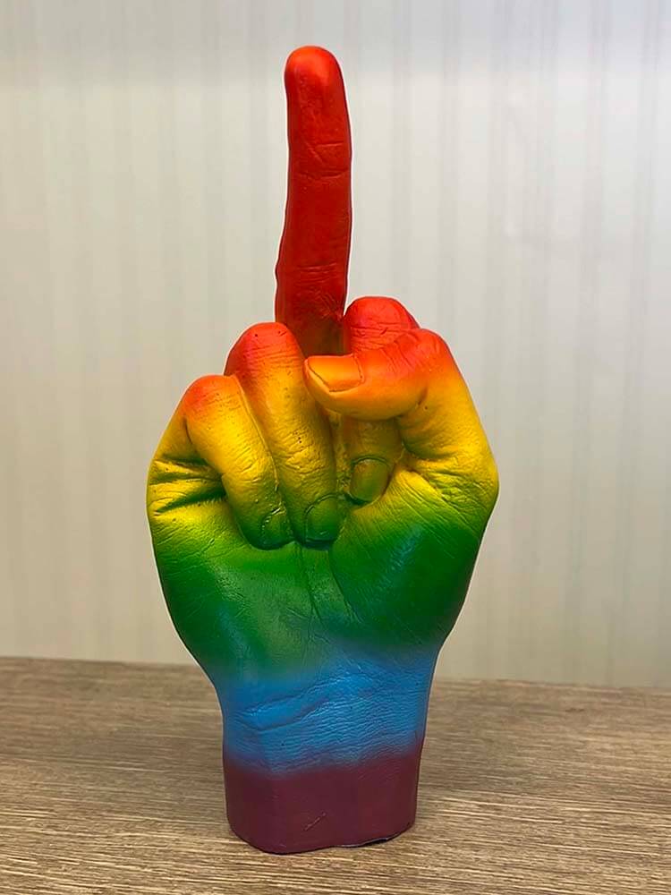 rainbow colour middle finger, LGBTQ rainbow hand, gay pride hand symbol