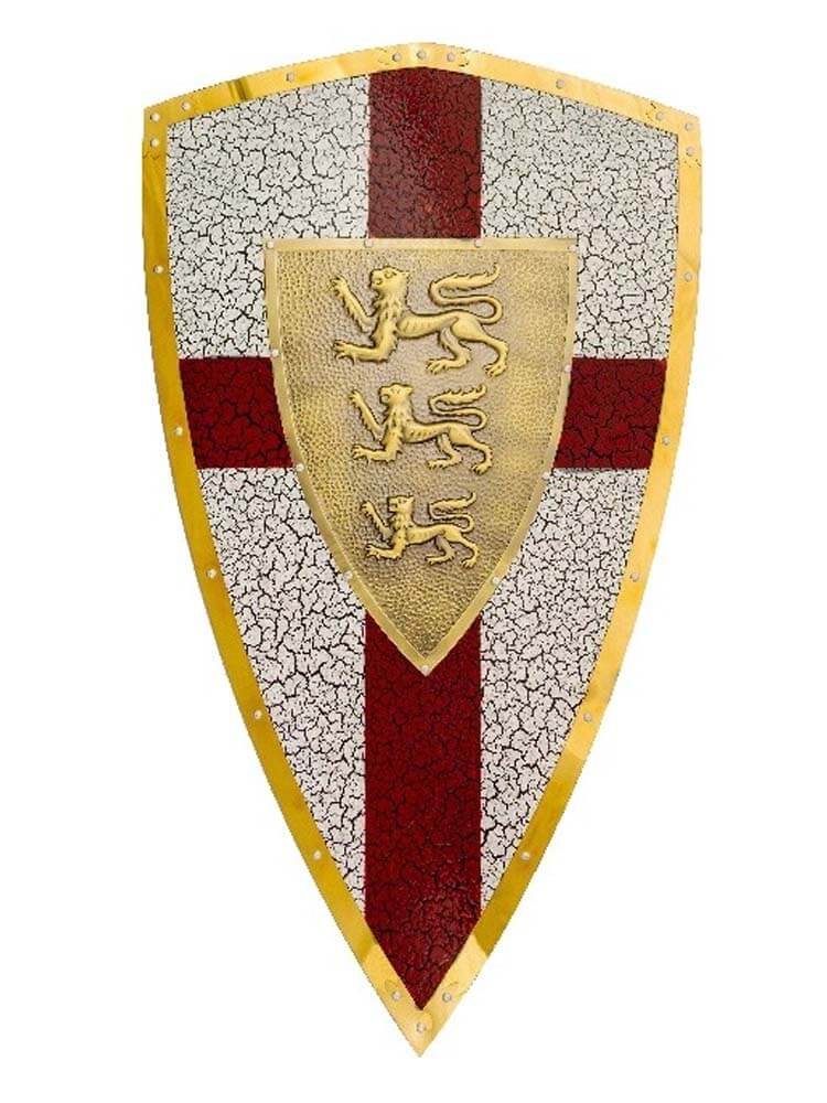 England, shield, sword mount, three lions, King Arthur, Excalibur, Richard the Lionheart, replica, and metal- optimized for medieval weapon collectors and history enthusiasts.