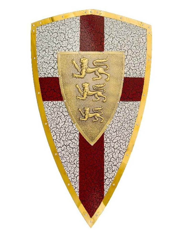England, shield, sword mount, three lions, King Arthur, Excalibur, Richard the Lionheart, replica, and metal- optimized for medieval weapon collectors and history enthusiasts.