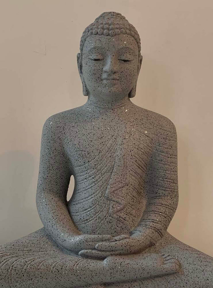 Seated Buddha Statue Grey Stone Effect, 40cm