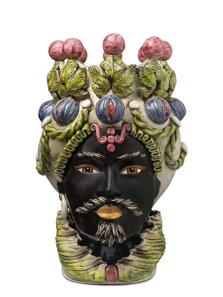 Moro Man Vase – Traditional Sicilian Moor-Head Ceramic, Handmade and Hand-Painted in Caltagirone, Sicily