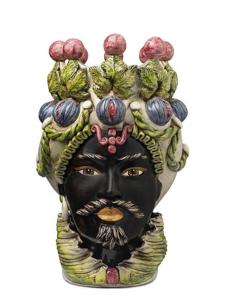 Moro Man Vase – Traditional Sicilian Moor-Head Ceramic, Handmade and Hand-Painted in Caltagirone, Sicily