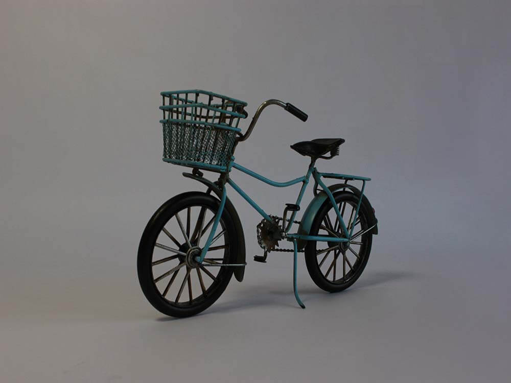 Blue bicycle, Retro bicycle model, tin vehicle models 