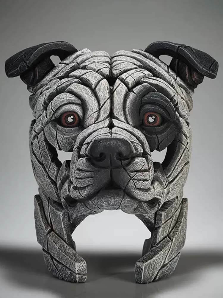 Staffordshire Bull Terrier Bust White