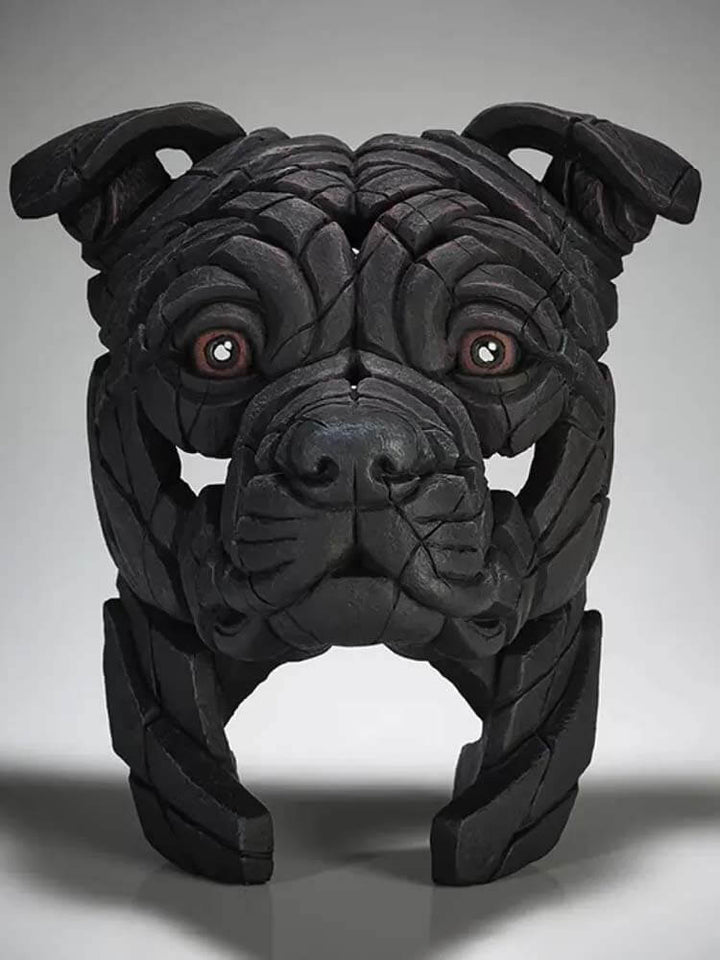 Staffie - Black edge sculpture, Staffordshire Bull Terrier Bust (Black)