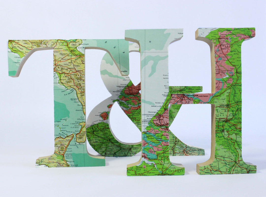 Personalised Map Gifts, Custom Location Map Topped Wooden Map Letters