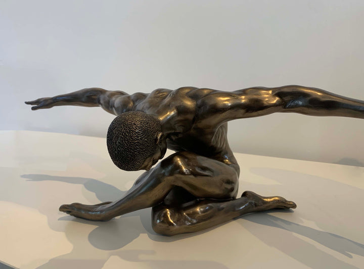 Male Nude Arms Outstretched Sculpture Bronze 130cm