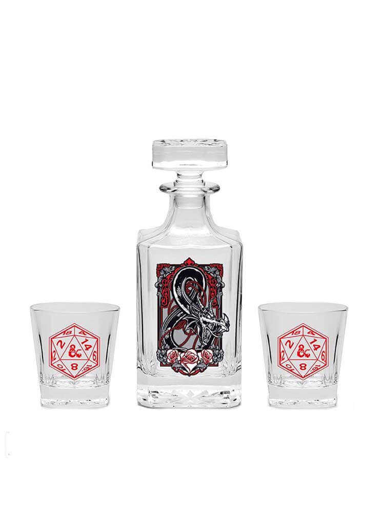 Dungeons & Dragons Decanter Set | 18cm Glass Bottle & 2 Glasses