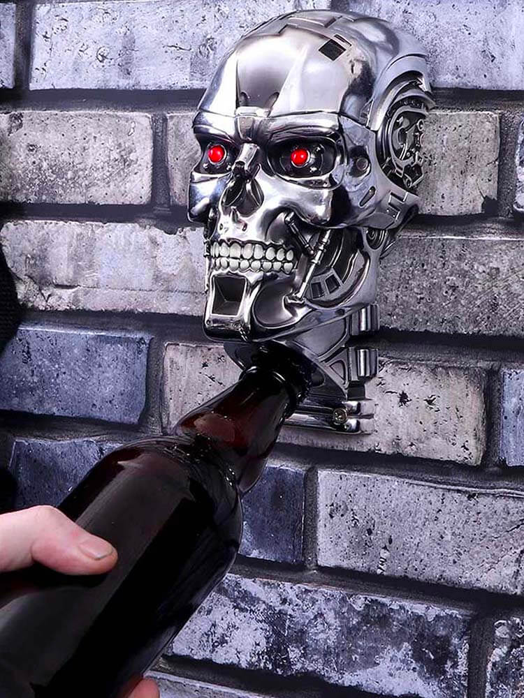 Highly-detailed Robotic head sculpted Terminator bottle opener