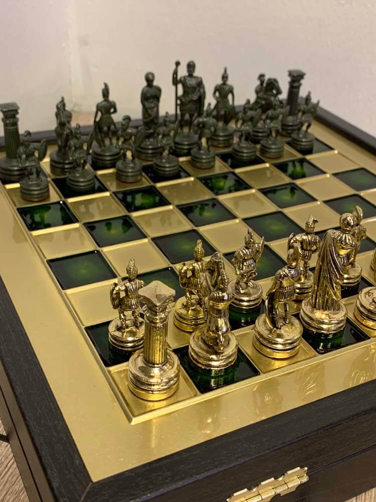 Metal Chess Set ,Greek Roman Period Chess Pieces, 30cm