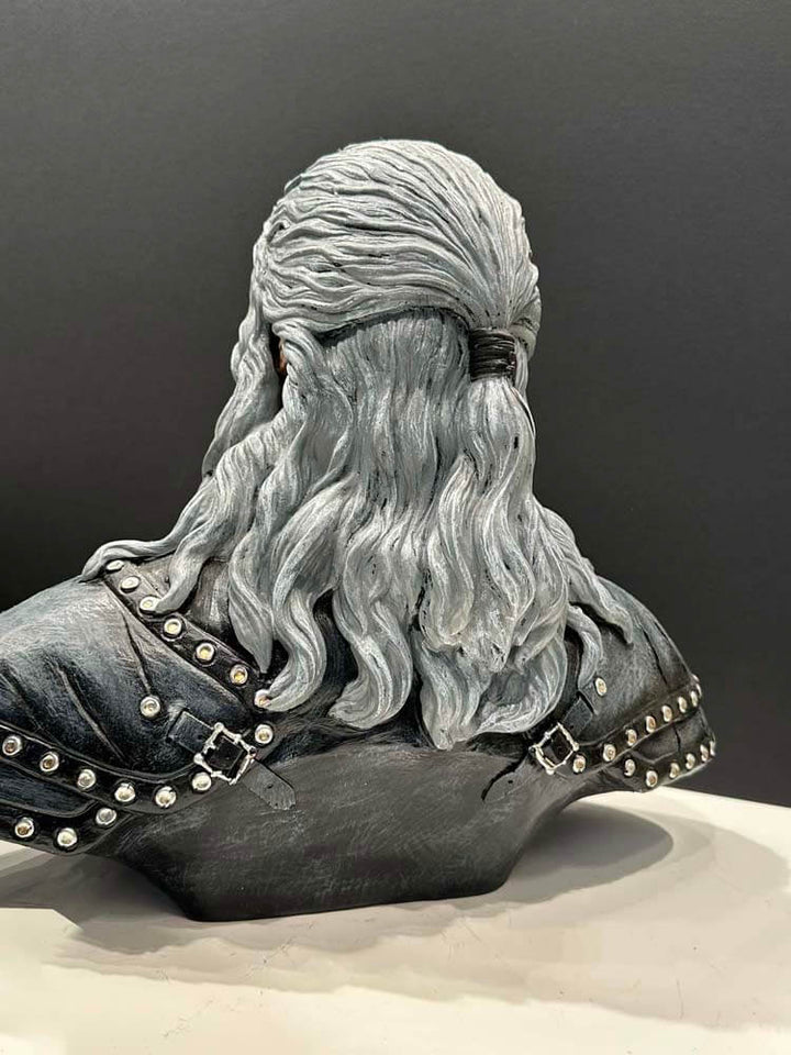 Geralt of Rivia bust from The Witcher Netflix series, based on Andrzej Sapkowski's Polish fantasy novels. Premium collectible for fans of the White Wolf legend and Witcher universe.