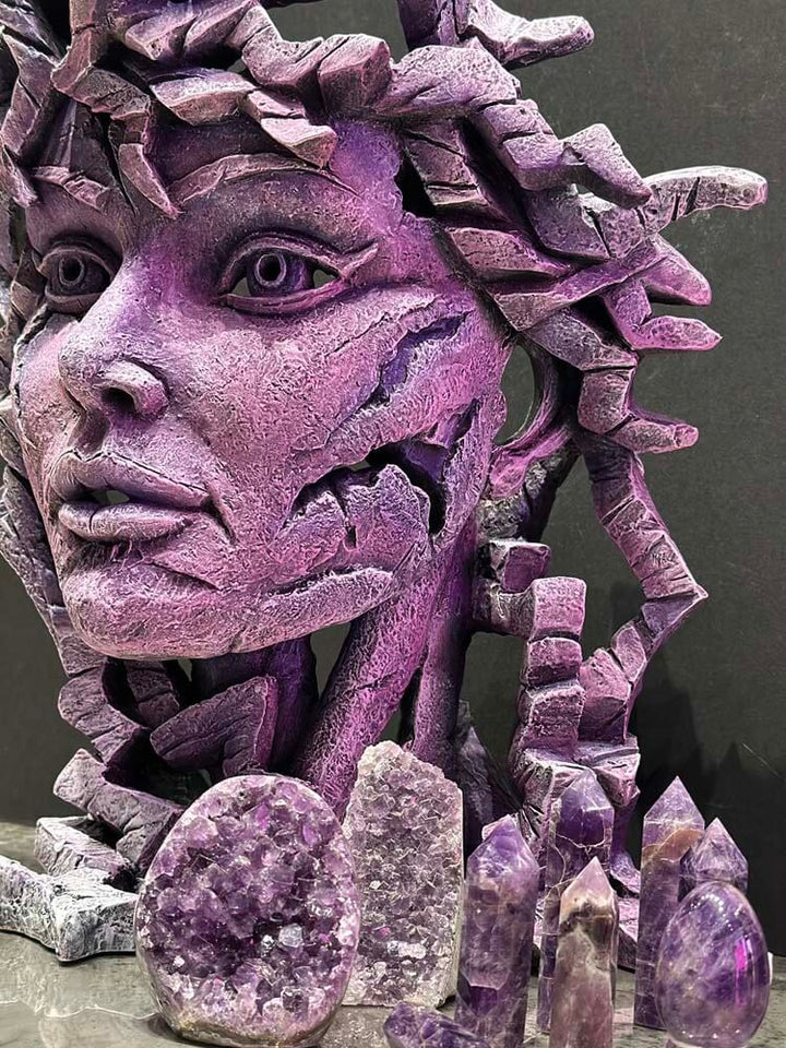 Venus Bust Amethyst Purple Edge Sculpture, 38cm