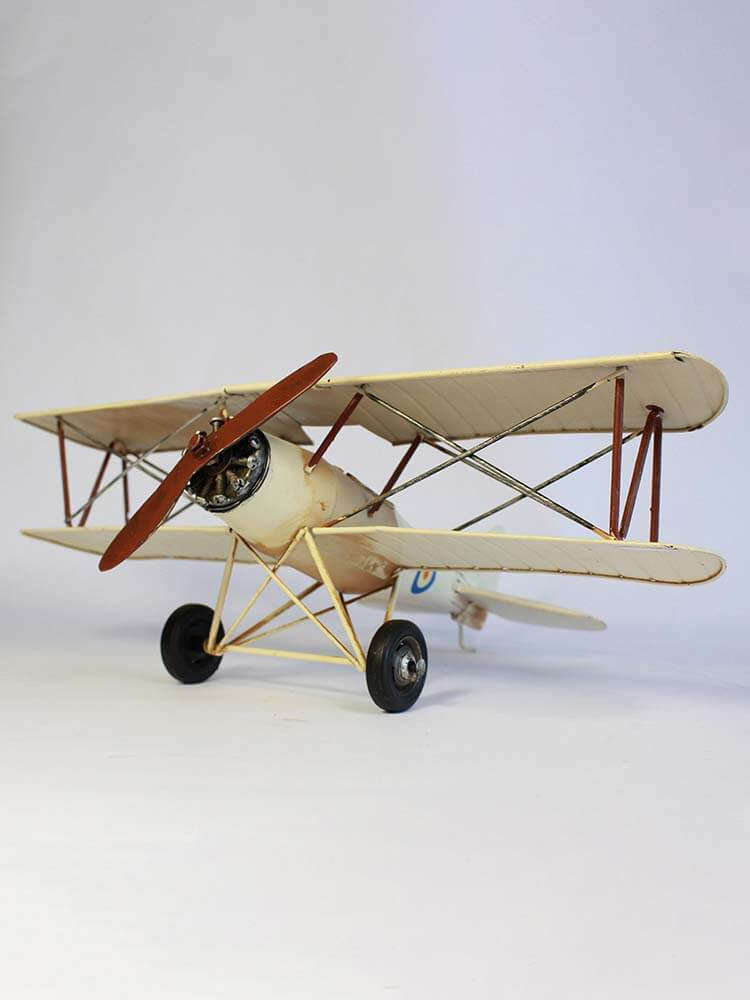 Vintage Tin Model Plane Cream 