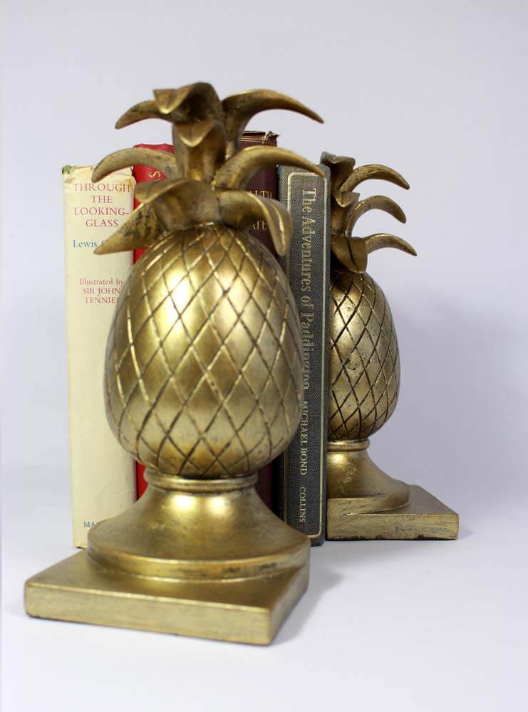Decorative pineapple bookends Gold
