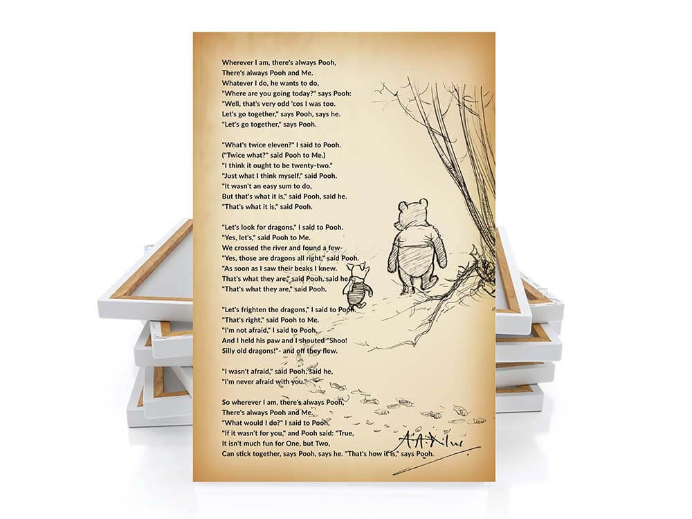 Us Two poem, Winnie the pooh canvas wall art 