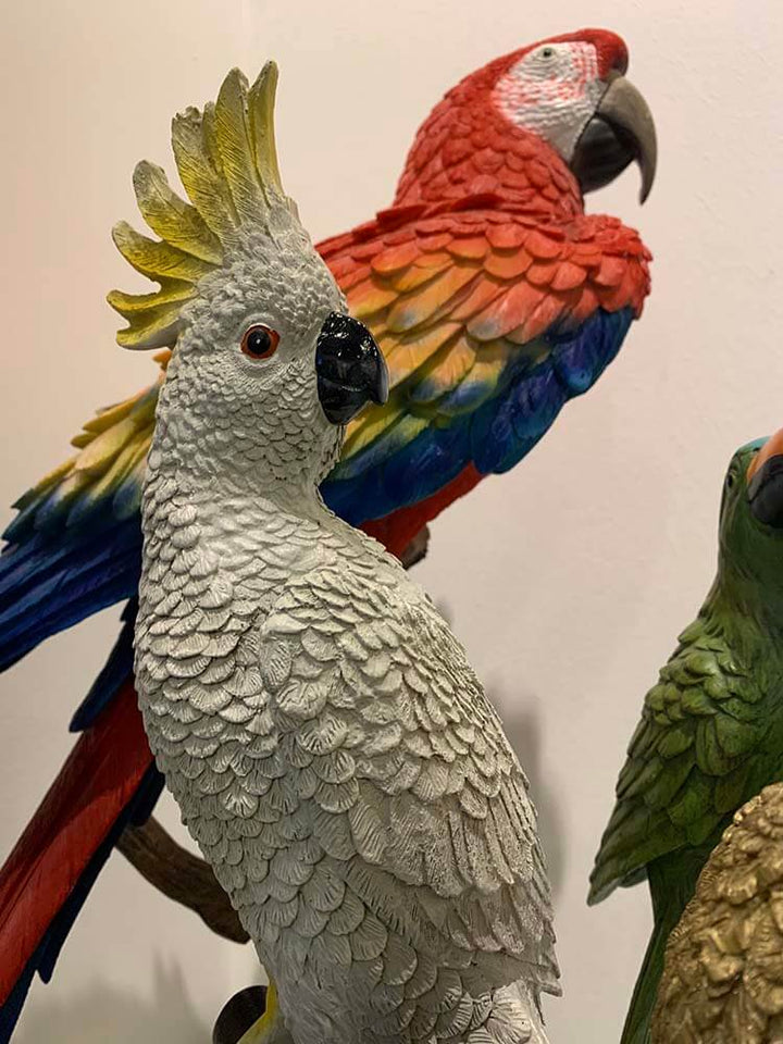 White Cockatoo on Perch Figure, Made from resin