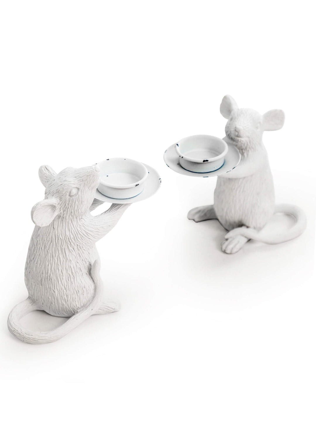 White Mouse Tealight Candle Holders